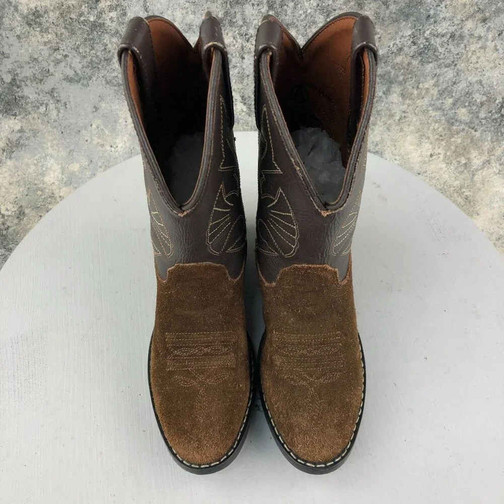 Acme Kids Size 13 Brown Leather Suede Pull On Western Cowboy Cowgirl Boots